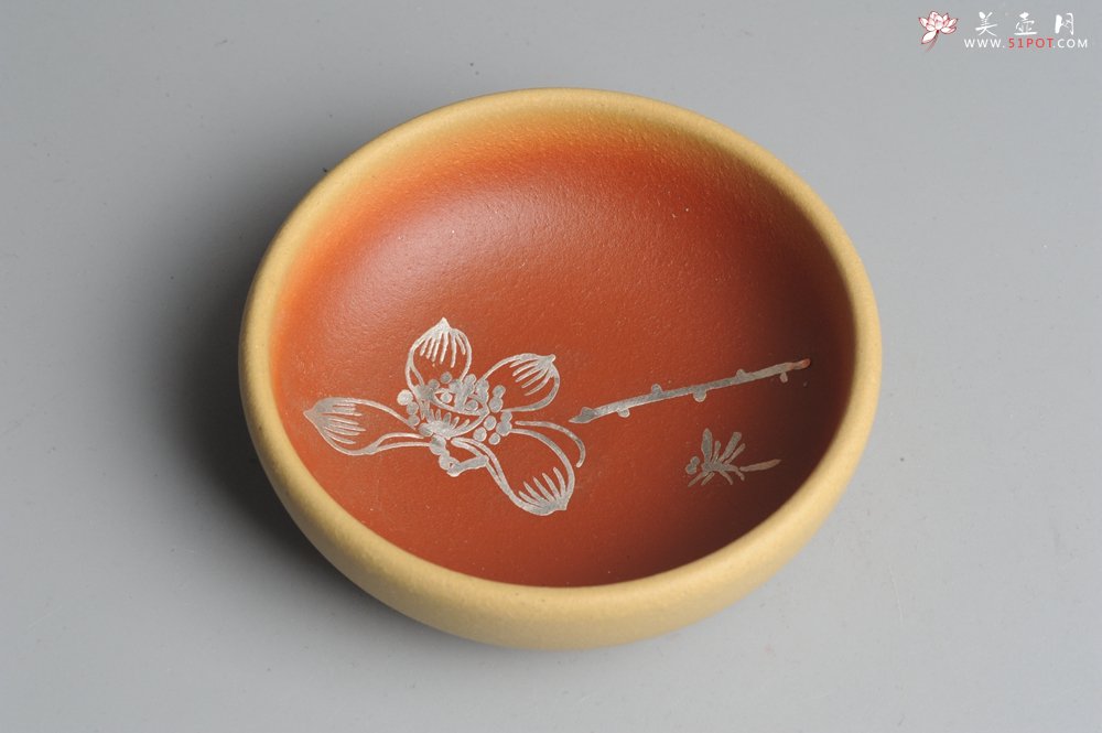 紫砂壶图片：美杯特惠 描银文气梅兰竹菊一套（4只） - 美壶网