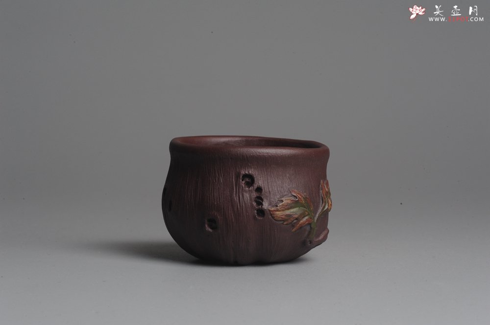 紫砂壶图片：美壶特惠 精品小花货秋叶品茗杯 - 美壶网