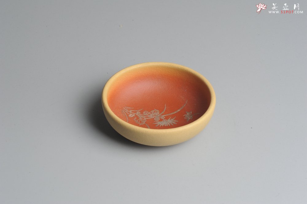 紫砂壶图片：美杯特惠 描银文气梅兰竹菊一套（4只） - 美壶网