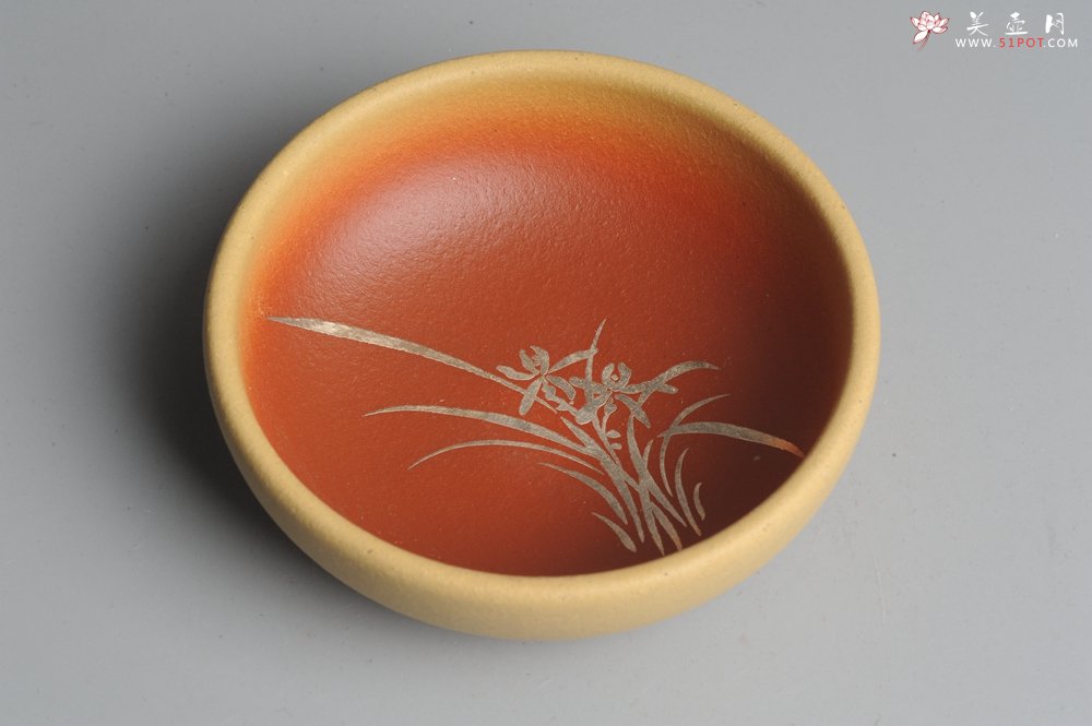 紫砂壶图片：美杯特惠 描银文气梅兰竹菊一套（4只） - 美壶网