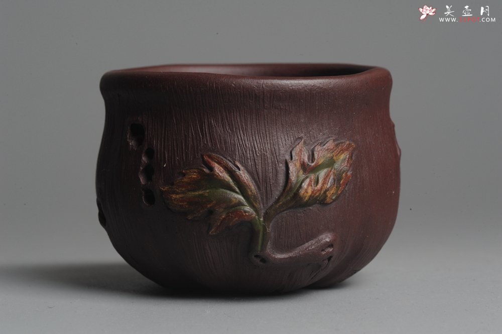 紫砂壶图片：美壶特惠 精品小花货秋叶品茗杯 - 美壶网