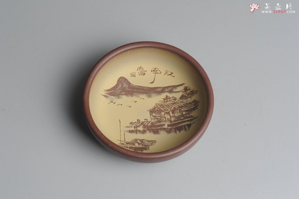 紫砂壶图片：美杯特惠 精品山水杯 醉江南 紫泥粉段泥 各不同^_^好玩 直径8.7cm - 美壶网