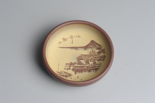 美壶定制紫砂壶 美杯特惠 精品山水杯 醉江南 紫泥粉段泥 各不同^_^好玩 直径8.7cm 