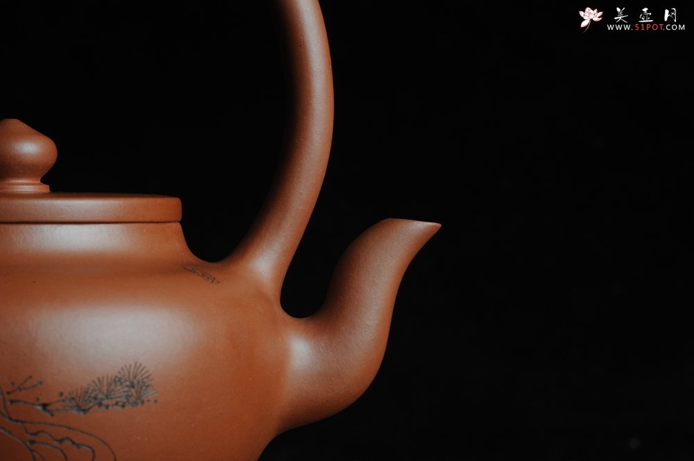 紫砂壶图片：全手工精品小红泥也是朱泥旭茂提梁 文气十足 - 美壶网