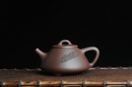 陈敏紫砂壶 全手工摹古子冶石瓢 骨肉匀挺 桑宝安高徒孙嘉宜文气装饰 静以修身 俭以养德 原矿紫泥