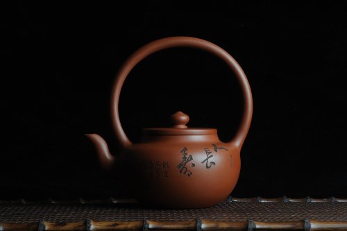 司磊紫砂壶 全手工精品小红泥也是朱泥旭茂提梁 文气十足 原矿红泥