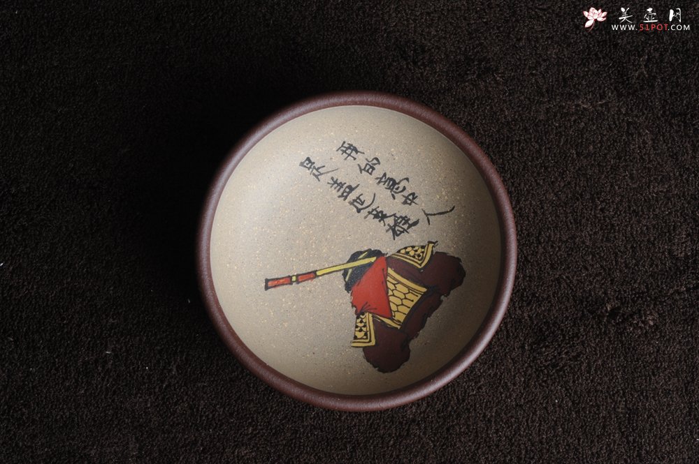 紫砂壶图片：美杯特惠 我的意中人是盖世英雄 精品泥绘品茗杯 杯垫一套 送礼自用佳品 - 美壶网