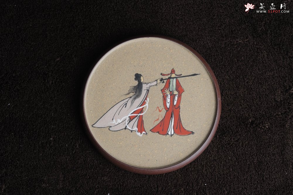 紫砂壶图片：美杯特惠 我的意中人是盖世英雄 精品泥绘品茗杯 杯垫一套 送礼自用佳品 - 美壶网