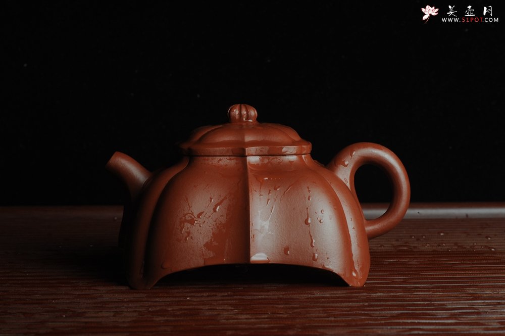 紫砂壶图片：优质大红袍朱泥玉菱壶 端庄秀雅 做工精致 - 美壶网