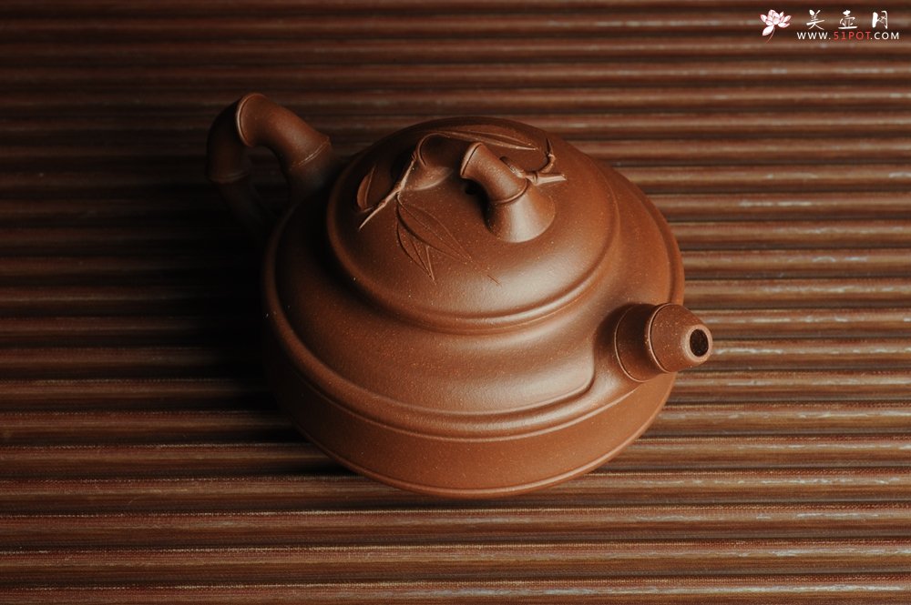 紫砂壶图片：美壶特惠 优质紫泥双线竹鼓 - 美壶网