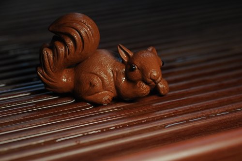 美壶定制紫砂壶 美宠特惠 精致手工茶宠清水泥拉毛松鼠 神态可掬 有趣 原矿清水泥