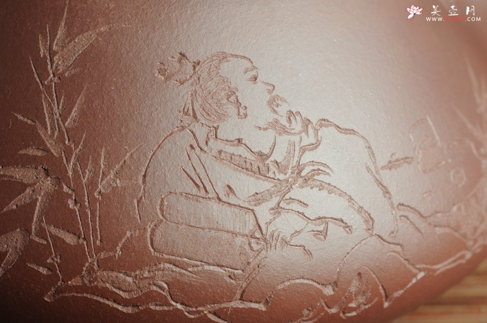 紫砂壶图片：贺岁新品 优质紫茄泥全手工高士煮茶图 闲饮一壶清风 文气满瓢 - 美壶网