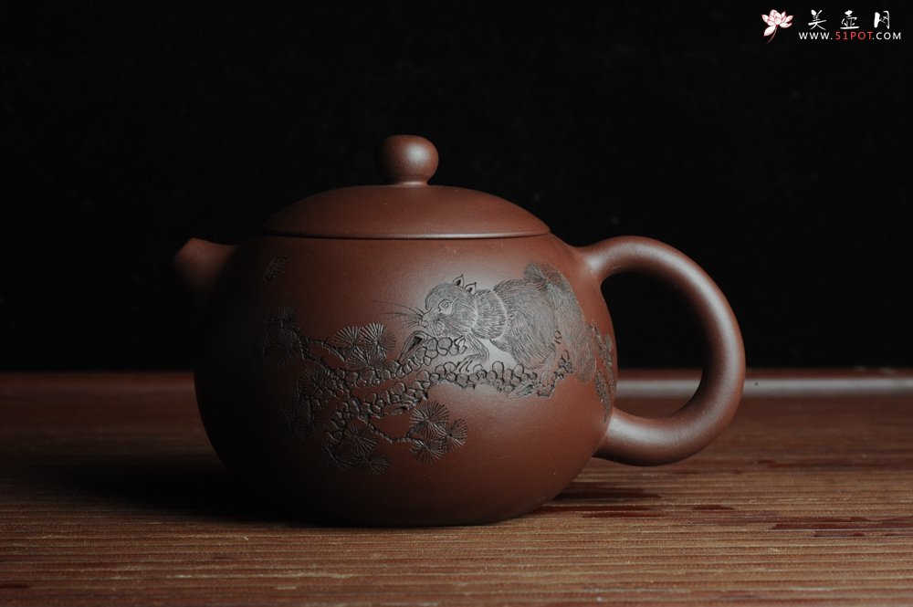 紫砂壶图片：美壶福利特惠 精工西施 精刻松鼠 - 美壶网