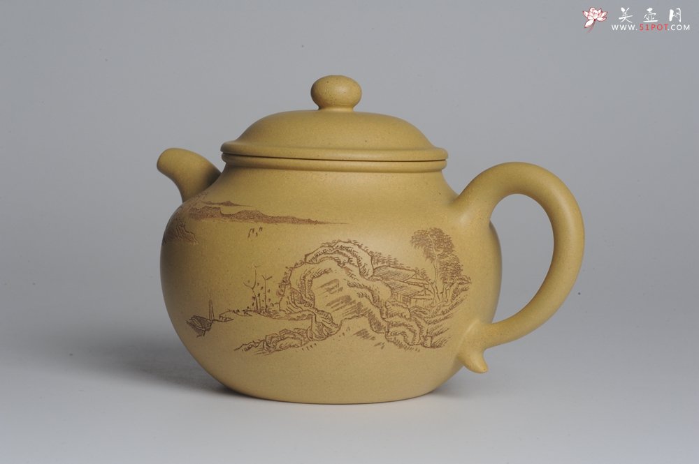 紫砂壶图片：美壶特惠 灰常好的本山段精工山水莲子壶 端庄秀雅 造化钟神秀 阴阳割昏晓 - 美壶网