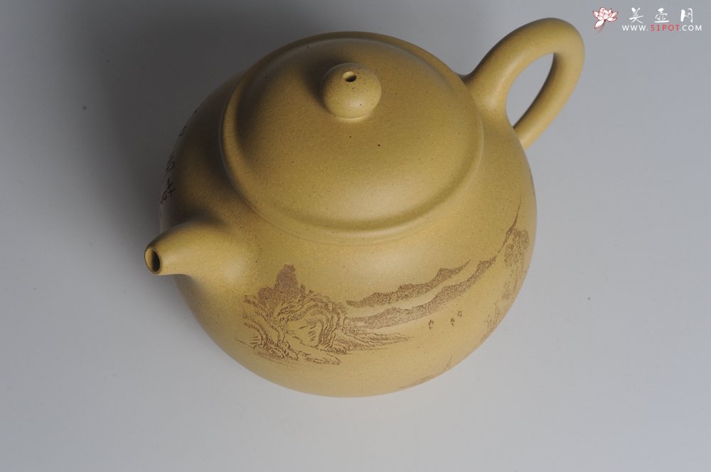 紫砂壶图片：美壶特惠 灰常好的本山段精工山水莲子壶 端庄秀雅 莫待明年花更好 当惜今朝春正浓 - 美壶网