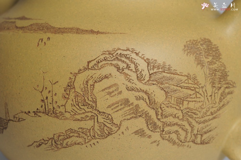 紫砂壶图片：美壶特惠 灰常好的本山段精工山水莲子壶 端庄秀雅 造化钟神秀 阴阳割昏晓 - 美壶网