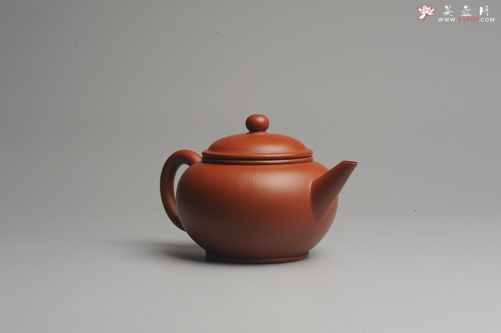 紫砂壶图片：小煤窑朱泥 全手工水平壶 端庄秀雅 - 美壶网