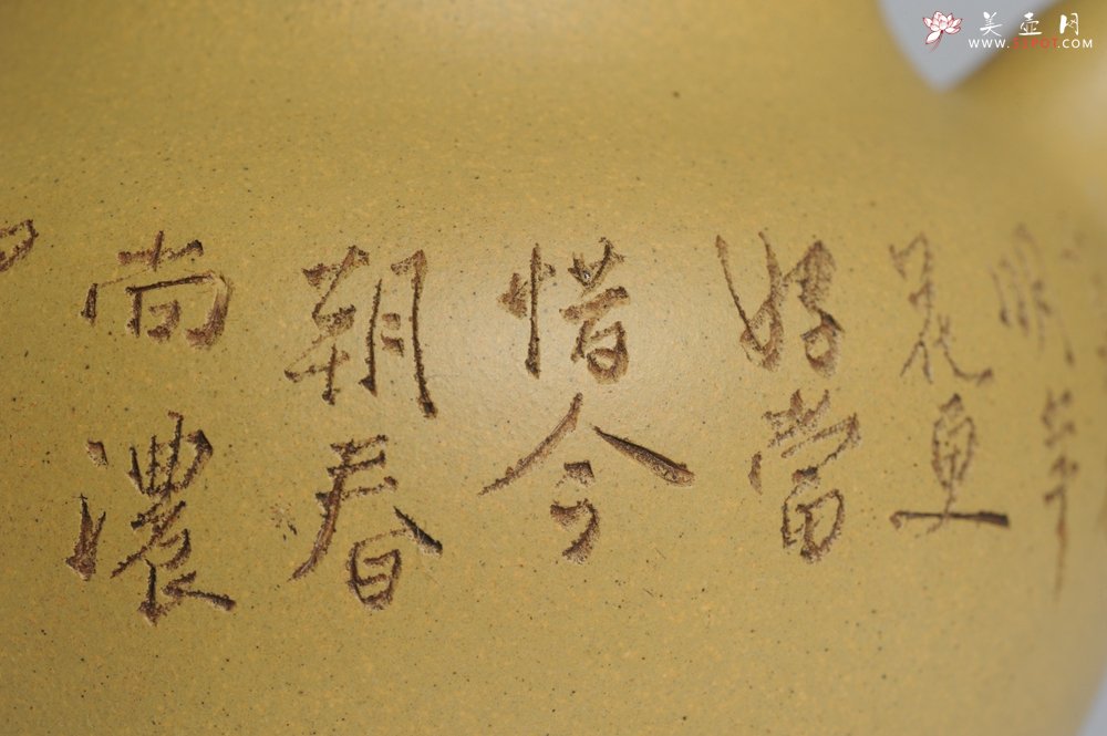 紫砂壶图片：美壶特惠 灰常好的本山段精工山水莲子壶 端庄秀雅 莫待明年花更好 当惜今朝春正浓 - 美壶网