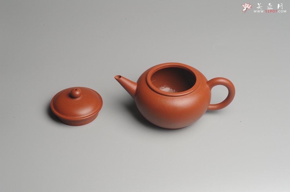 紫砂壶图片：小煤窑朱泥 全手工水平壶 端庄秀雅 - 美壶网