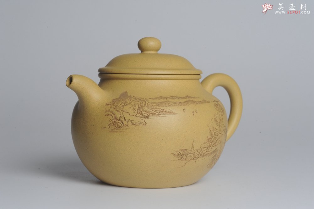 紫砂壶图片：美壶特惠 灰常好的本山段精工山水莲子壶 端庄秀雅 莫待明年花更好 当惜今朝春正浓 - 美壶网