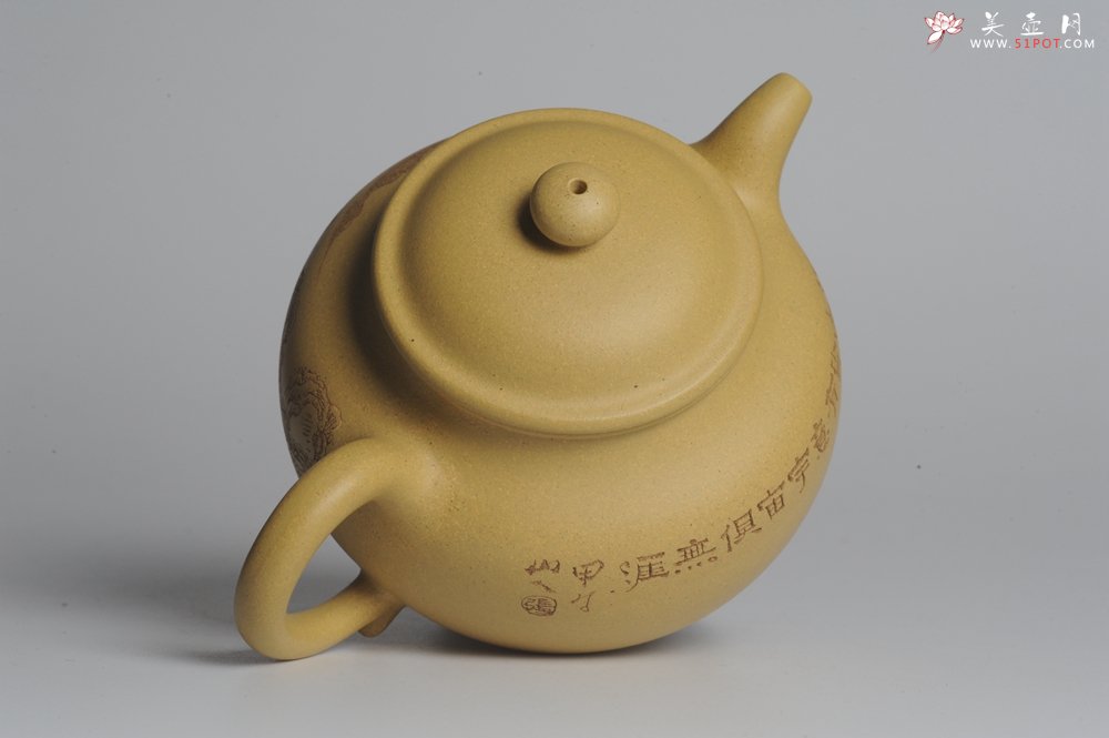 紫砂壶图片：美壶特惠 灰常好的本山段精工山水莲子壶 端庄秀雅 江山皆有意 宇宙俱无涯 - 美壶网