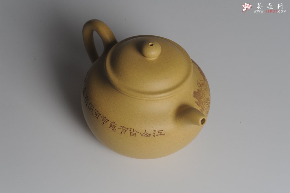 紫砂壶图片：美壶特惠 灰常好的本山段精工山水莲子壶 端庄秀雅 江山皆有意 宇宙俱无涯 - 美壶网