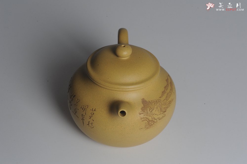 紫砂壶图片：美壶特惠 灰常好的本山段精工山水莲子壶 端庄秀雅 莫待明年花更好 当惜今朝春正浓 - 美壶网