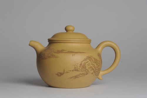 美壶定制紫砂壶 美壶特惠 灰常好的本山段精工山水莲子壶 端庄秀雅 造化钟神秀 阴阳割昏晓 原矿段泥