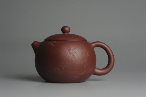 美壶定制老师紫砂壶 美壶福利特惠 精工西施 抚琴图 琴韵泉声 饱满圆润 原矿紫泥