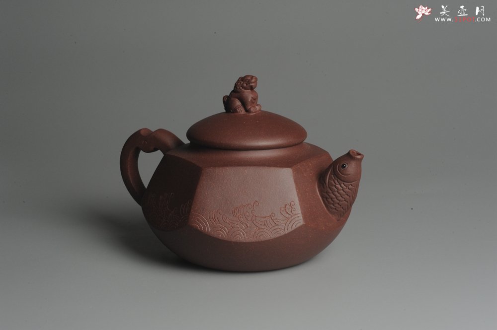 紫砂壶图片：美壶特惠 做工精致鱼跃龙门壶 泥料漂亮 寓意吉祥 - 美壶网
