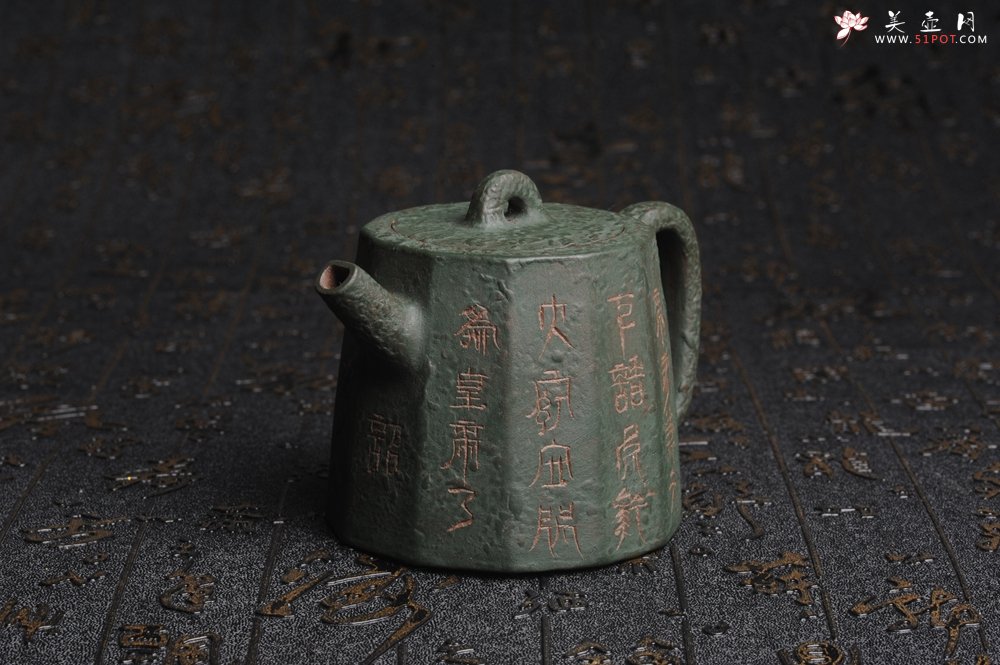 紫砂壶图片：美壶特惠 学苑派 仿龙文风格 青铜器质感 高秦权 - 美壶网