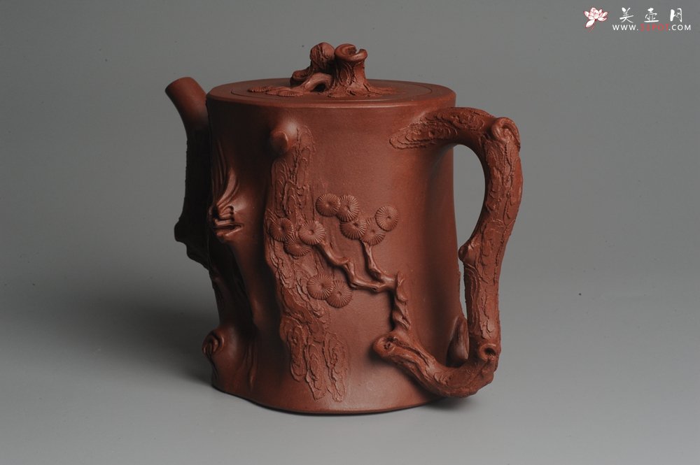 紫砂壶图片：实力派全手工松桩 气质非凡 肌理自然生动 适合收藏 - 美壶网