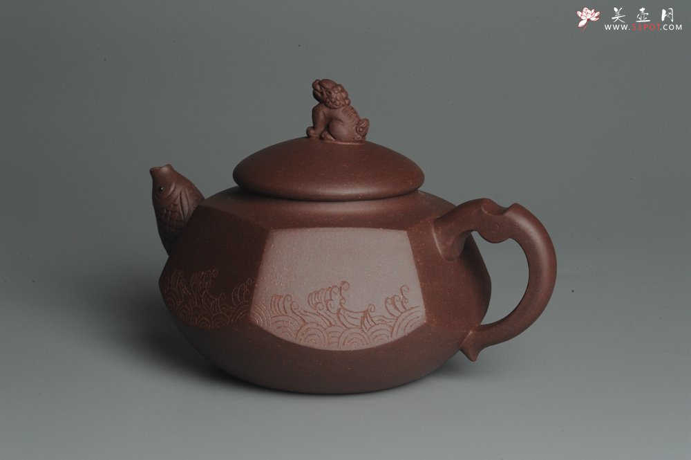 紫砂壶图片：美壶特惠 做工精致鱼跃龙门壶 泥料漂亮 寓意吉祥 - 美壶网