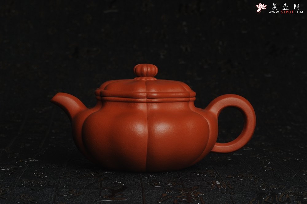 紫砂壶图片：精致朱泥葵仿古 难度太大 收缩大 实属不易 大口实用 - 美壶网