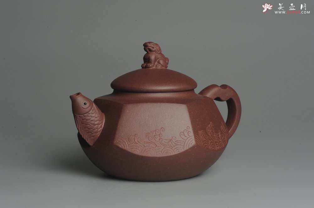 紫砂壶图片：美壶特惠 做工精致鱼跃龙门壶 泥料漂亮 寓意吉祥 - 美壶网