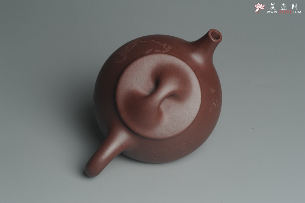 紫砂壶图片：美壶特惠 经典平盖小石瓢 满瓢（景舟石瓢）子木刻绘枯枝鸟 - 美壶网