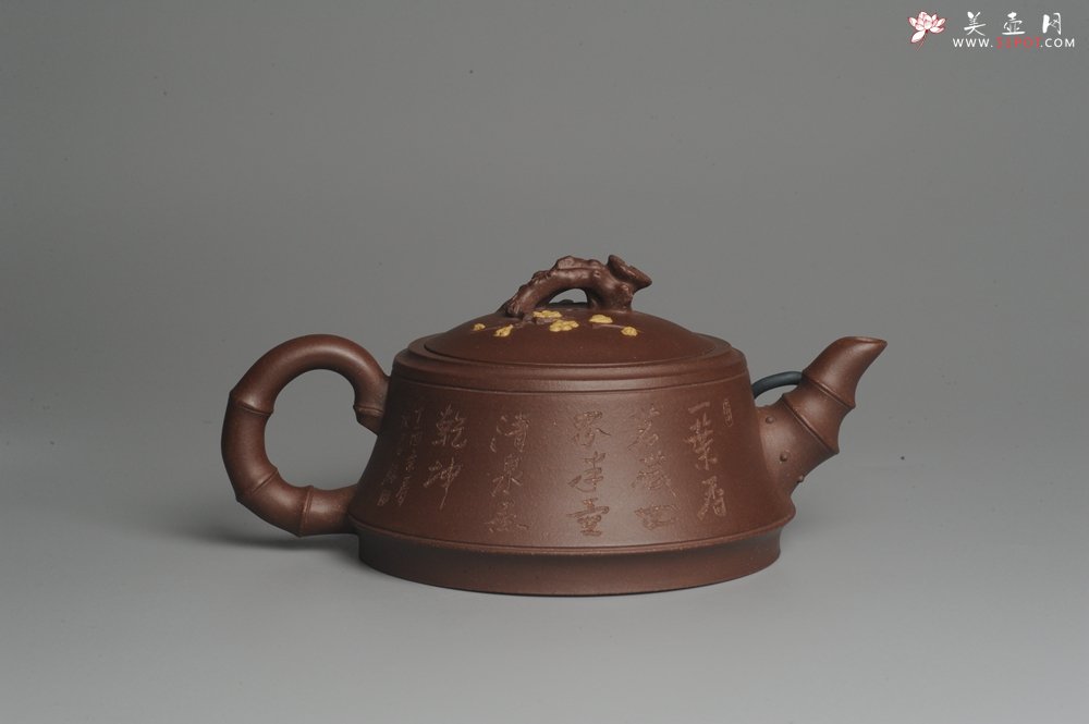 紫砂壶图片：美壶特惠 精工岁寒三友松竹梅 嵌盖难度大 文气雅致 - 美壶网