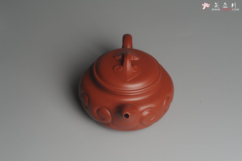 紫砂壶图片：美壶特惠 优质大红袍朱泥 精工仿古如意 - 美壶网