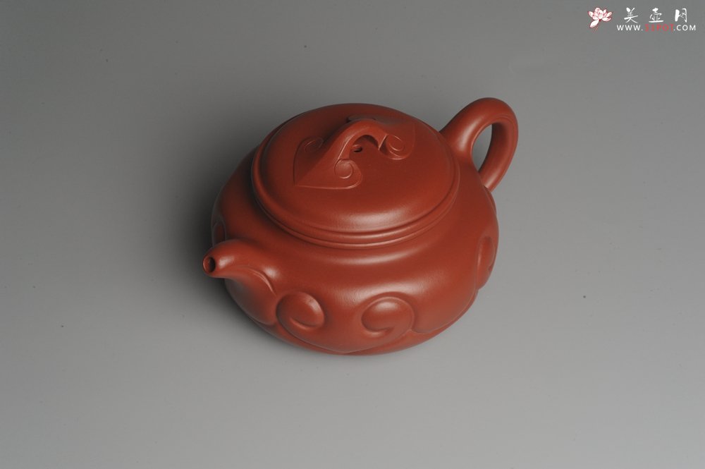 紫砂壶图片：美壶特惠 优质大红袍朱泥 精工仿古如意 - 美壶网