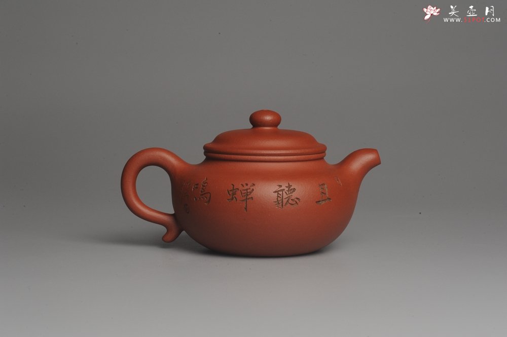 紫砂壶图片：美壶特惠 精致小仿古 子陶刻竹子和知了 寓意知足常乐 茶人醉爱 养后温润如玉 - 美壶网