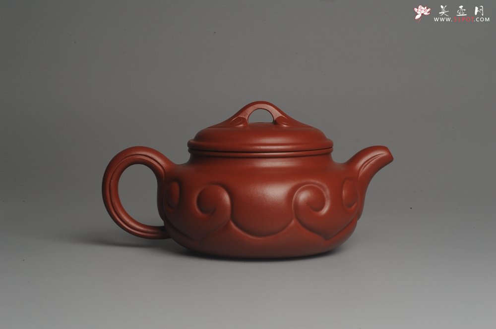 紫砂壶图片：美壶特惠 优质大红袍朱泥 精工仿古如意 - 美壶网