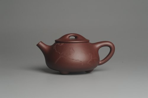 朱老师紫砂壶 美壶特惠 经典平盖小石瓢 满瓢（景舟石瓢）子木刻绘枯枝鸟 原矿紫泥