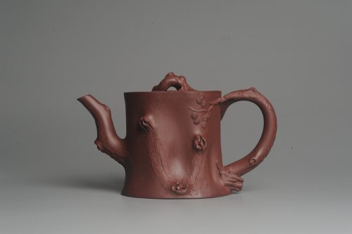 花货实力派紫砂壶 实力派全手工木棉松桩 气质非凡 肌理自然生动 难度大 原矿紫泥