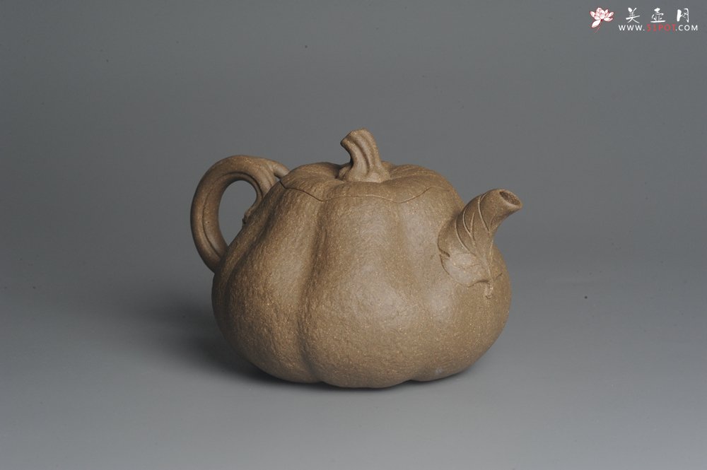 紫砂壶图片：美壶特惠 精致卡盖全手工老青段仿生小叶歪瓜 难度大 - 美壶网