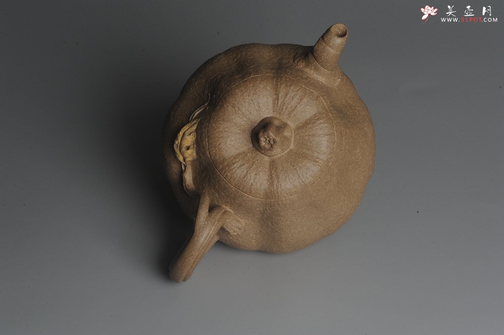 紫砂壶图片：美壶特惠 精致卡盖全手工老青段仿生小叶歪瓜 难度大 - 美壶网