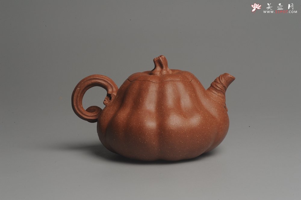 紫砂壶图片：美壶特惠 油润降坡泥精致卡盖全手工仿生小南瓜 - 美壶网