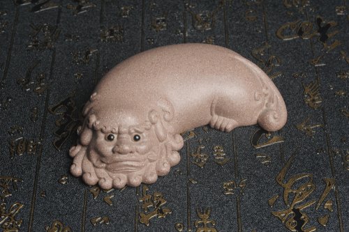 美壶定制紫砂壶 美宠特惠 精工五彩段泥貔貅 神兽 瑞兽 镇纸茶宠 灰常好 长13cm宽5.5cm高3cm 