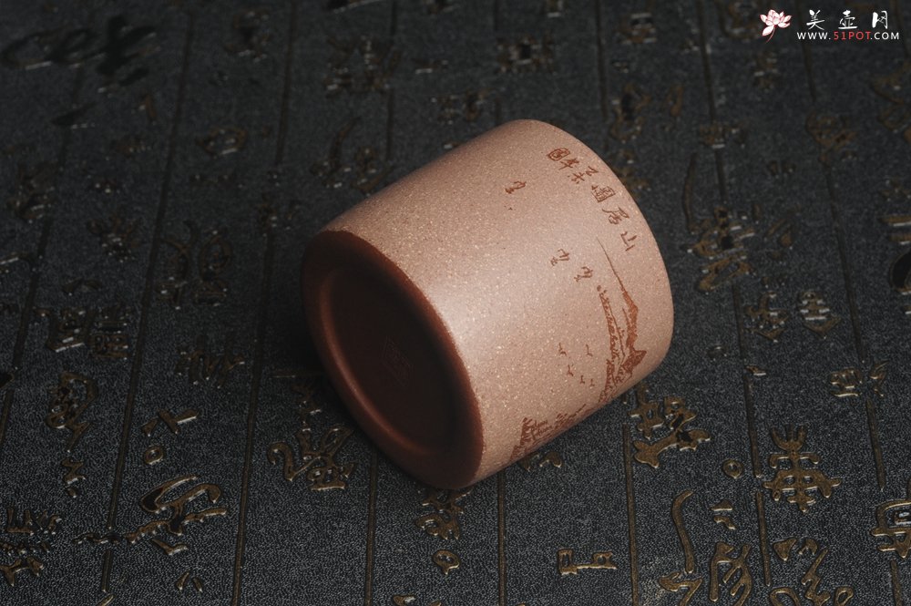 紫砂壶图片：美杯特惠 精品好泥好工好刻雅致厚实品茗杯 缸杯 山居图 - 美壶网