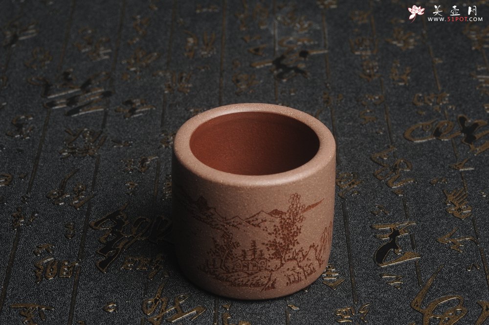 紫砂壶图片：美杯中秋特惠 精品好泥好工好刻雅致厚实品茗杯 缸杯 主人杯 一套三只 送礼佳品 - 美壶网