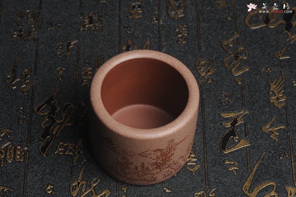 紫砂壶图片：美杯中秋特惠 精品好泥好工好刻雅致厚实品茗杯 缸杯 主人杯 一套三只 送礼佳品 - 美壶网